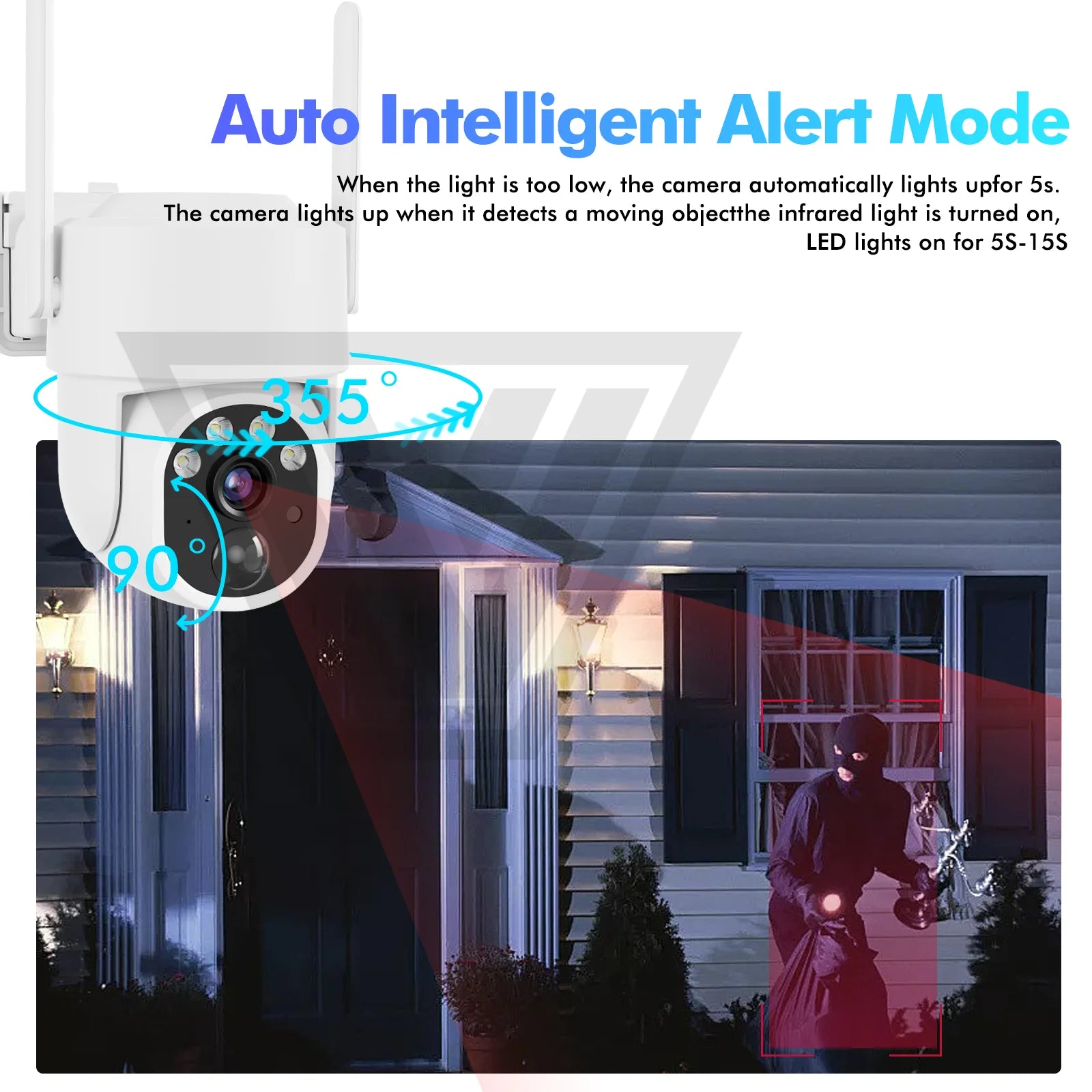 5MP PTZ Solar Power IP Wifi Camera Outdoor IP66 Waterproof 5X Zoom 8000Mah Built-In Battery Surveillance Cam PIR Human Detection