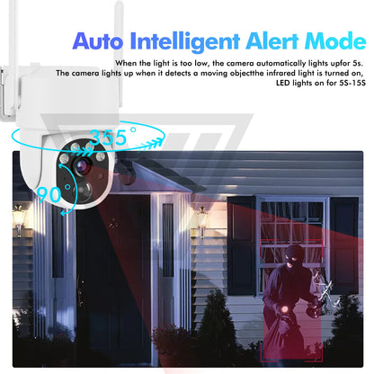 5MP PTZ Solar Power IP Wifi Camera Outdoor IP66 Waterproof 5X Zoom 8000Mah Built-In Battery Surveillance Cam PIR Human Detection