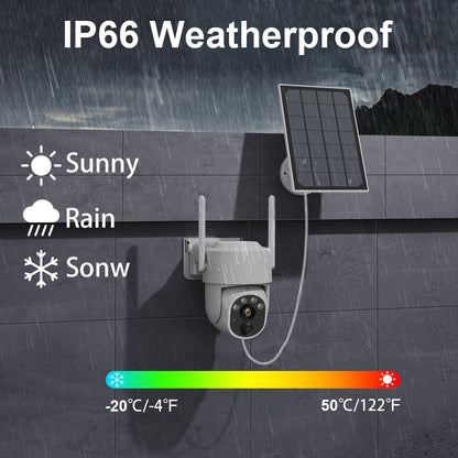 5MP PTZ Solar Power IP Wifi Camera Outdoor IP66 Waterproof 5X Zoom 8000Mah Built-In Battery Surveillance Cam PIR Human Detection